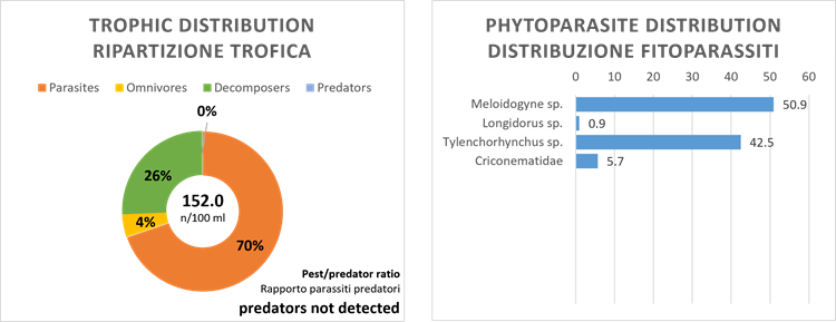 Grafico della ripartizione trofica della comunità nematologica del suolo